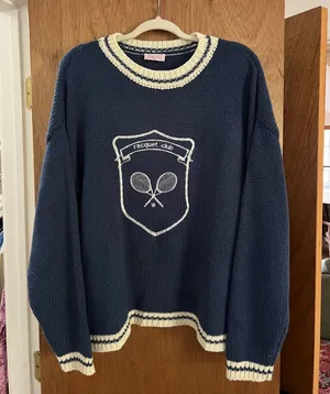 Pink Lilly vintage cable knit crochet tennis sweater thumbnail 1