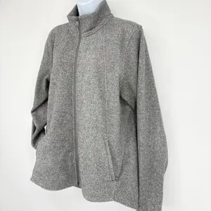Athleta Stroll Fleece Full Zip‎ Jacket Heathered Grey XL Mock Neck Activewear thumbnail 3