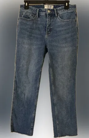 We The Free -Free People Crop Straight Leg Jeans 28 Medium Wash Raw Hem Classic thumbnail 1
