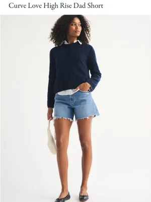 Abercrombie Curve love high rise dad denim shorts thumbnail 2