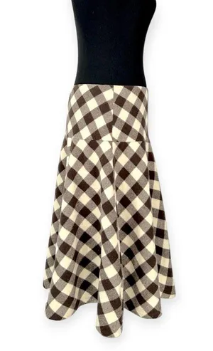Lauren Ralph Lauren | NWT Sz 8 Brown Cream Plaid Wool A-Line Flared Skater Skirt thumbnail 8