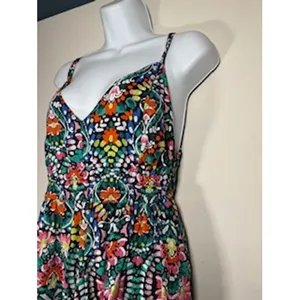 OLD NAVY Maxi Dress M Multicolor Paisley Floral Cutout Back Boho Summer Vacation thumbnail 2