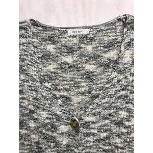 MOD REF Black White Marled Knit Short Sleeve V-Neck Cardigan‎ Sweater Small thumbnail 7