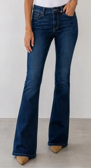 Paige Denim Flare Jeans Size 25 Dark Wash | Premium Stretch Bootcut Mid Rise thumbnail 1