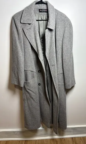 Alorna Vintage‎ Gray Wool Blend Long Overcoat Size M thumbnail 1