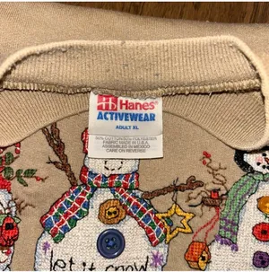 Vintage Hanes Snowman Christmas Sweatshirt XL thumbnail 5