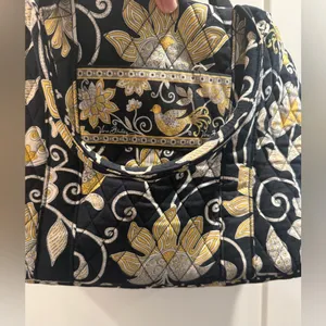 Vera Bradley Floral Black and Yellow Tote Travel‎ Bag thumbnail 3