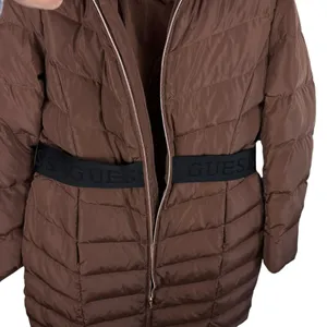 GUESS‎ Janina Brown Long Line Faux Fur Hood Full Zip Down Puffer Jacket Size L thumbnail 7