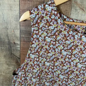 Cotton Bleu Womens 1X Rust Ditsy Floral Sleeveless Peplum Blouse Top Prairie thumbnail 2