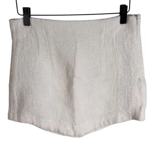 Zara Womens White Textured Boucle Mini Skirt Curved Hem High Waisted Small thumbnail 1