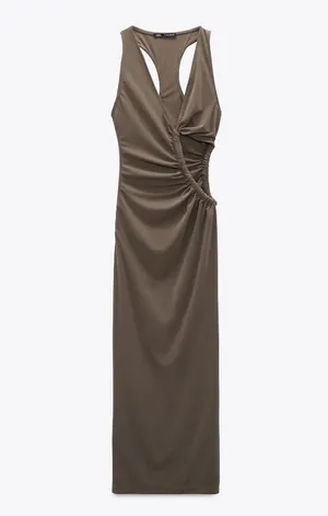 ZARA dress cut out midi maxi fitted wedding party coctail thumbnail 4