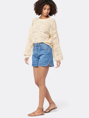 SOFT JOIE Val Crew Neck Sweater in Bleached Sand Beige Lace Textured‎ XXS thumbnail 2