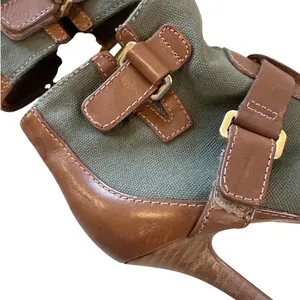 Tory Burch Oren Peep Toe‎ Booties Olive Brown Leather 8 thumbnail 10