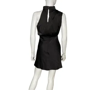 Lulus Modern Instinct Black Satin Mock Neck A-Line Mini Dress Women’s Sz S thumbnail 6