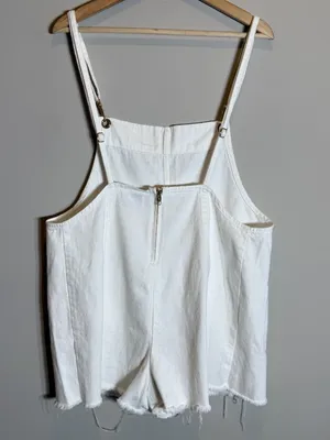Show Me Your Mumu Trude Romper Women's Large Seashell White Denim Boho Festival thumbnail 11