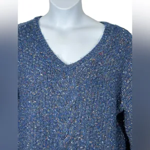 Adrienne Vittadini Blue Confetti Flecked Cable Knit Tunic Sweater XXL thumbnail 4