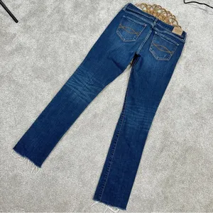 Abercrombie & Fitch The A&F Skinny Jeans Mid-Rise Distressed Raw Hem Size 28x35 thumbnail 5