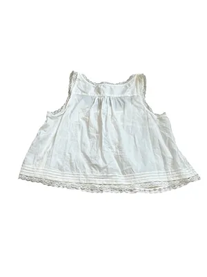 White Cotton Eyelet Lace Top Tie Front Cottagecore Dainty Feminine Prairie thumbnail 4