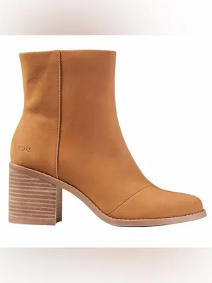TOMS Tan Leather Block Heel Ankle Boot thumbnail 2