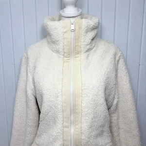 Athleta Tugga long sherpa jacket in a‎ natural/cream color Size L thumbnail 3