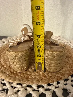 Lauren‎ Ralph Lauren Tan White Batik Print Espadrille Wedge Sandals Size 6.5 thumbnail 7