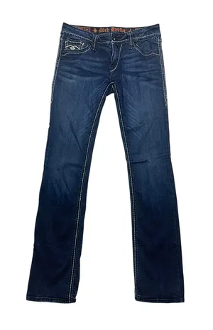 Rock Revival size 31 Eugenia denim Indigo Bootcut Jeans Contrast Stitching west thumbnail 1