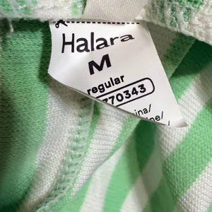 Halara Green White Striped Wide Leg Bib Overalls Pockets Medium Regular thumbnail 9