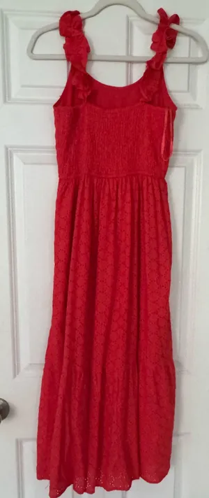 Red Ruffle Strap Maxi Dress thumbnail 2