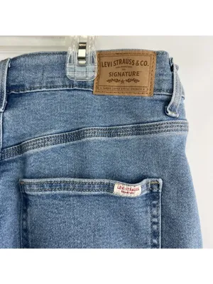 Levi Strauss Signature Sz 8 Heritage High Rise Loose Straight Jeans Light Wash thumbnail 7