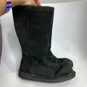 UGG Australia black tall boots side zipper black suede women's size‎ 7 trendy thumbnail 3