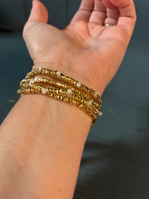 J. Crew Gold Beaded Stretch Bracelet Set with Ribbon Accent - New $54.50 thumbnail 6