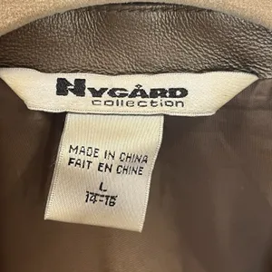 Vintage Peter Nygard Womens L Jacket Bronze Studded Leather & Knit‎ Back Sleeves thumbnail 3