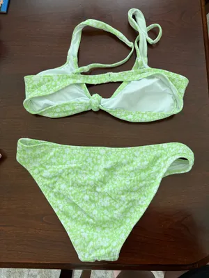 Xhilaration Green Floral Bikini thumbnail 2