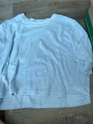 Aritzia Light Blue Women's Short Sleeve Terry Crewneck Top thumbnail 3