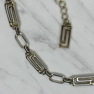 Greek Key Gold Tone Chain Belt One Size (OS) Adjustable Hook Closure ✨ thumbnail 7
