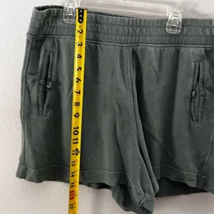 Aerie Women Green Twill Sweat Shorts Elastic Waist‎ size L thumbnail 5