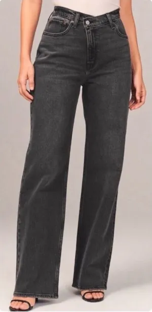 Abercrombie & Fitch 90s Relaxed Criss Cross Jeans Black Size 29 8 High Rise thumbnail 1