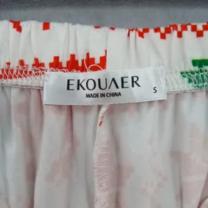 Red Christmas Holiday Print Y2K VTG Festive‎ Ekouaer Pajama Legging Pants Small thumbnail 5