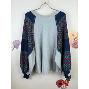 We The Free Rainbow Dream Bohemian Gray Oversized Thermal Sweatshirt - Size - XS thumbnail 6