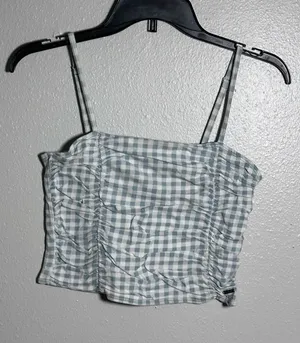 Hollister Women Blue/White Crop Top plaid top‎ size M thumbnail 1