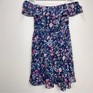 NWT Lulus My Favorite Navy Blue Floral Print Off the‎ Shoulder Dress MEDIUM thumbnail 5