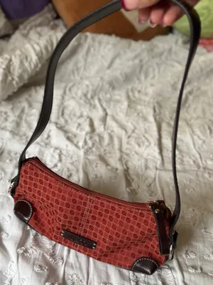 Nine & Co. Red Geometric Shoulder Bag with Dark Brown Trim thumbnail 5