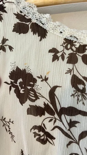 Vintage Y2K Brown Floral Fairy Grunge Hanky Hem Lace Tank Top Large thumbnail 5