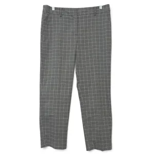 LOFT Grey Windowpane Plaid Straight Leg Trousers Dress Pants Womens Mid Rise 10 thumbnail 3