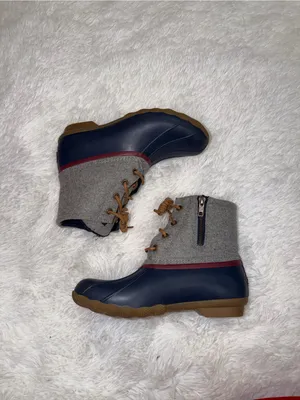 Sperry Top Sider Waterproof Navy and Gray Lace-Up Boots size 7 Red Trim thumbnail 2