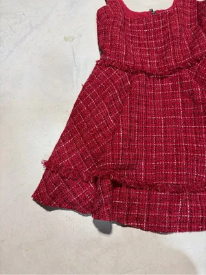 Altar’d state NWT Red Tweed Fit-and-Flare Dress burgundy small MSRP$82 thumbnail 2