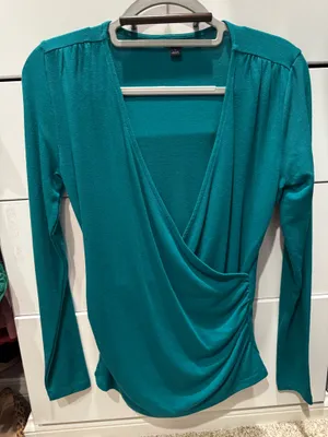 Ann Taylor Teal Wrap Style Top 💚 thumbnail 1