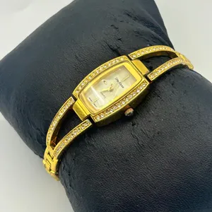 Cote d’ Azur Gold Tone Mother Pearl Dial Crystals Accent Womens Watch Working thumbnail 3