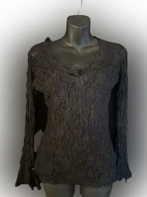 vintage victoria secret moda international size L Elegant Black Lace Women's Top thumbnail 1