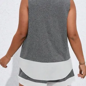 Lune Two Tone Tank Top & Drawstring Waist Shorts - Dark Grey - Size M thumbnail 4